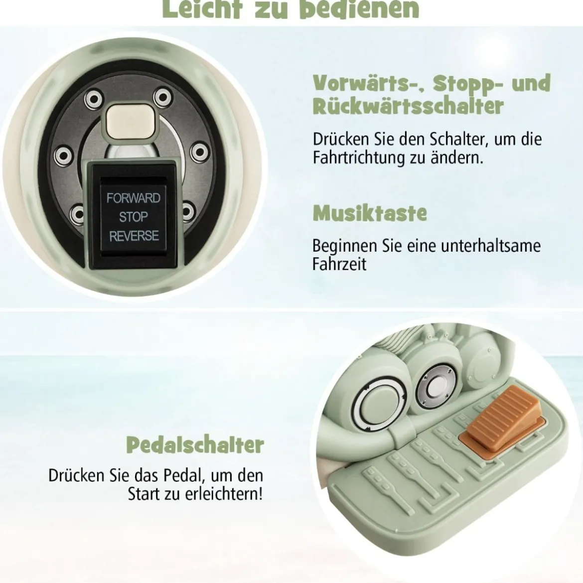 Kinder Motorrad mit Seifenblasenmaschine & Musik & LED Scheinwerfer Kindermotorrad Beige