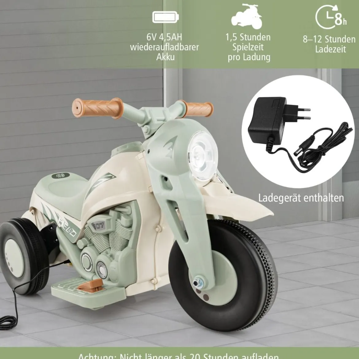 Kinder Motorrad mit Seifenblasenmaschine & Musik & LED Scheinwerfer Kindermotorrad Beige