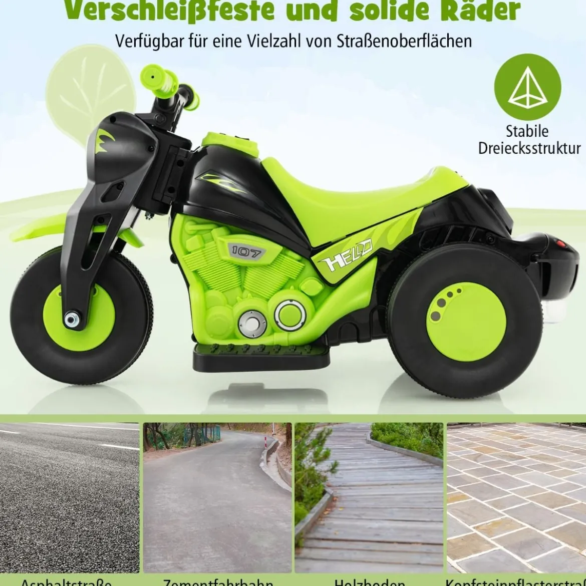 Kinder Motorrad mit Seifenblasenmaschine & Musik & LED Scheinwerfer Kindermotorrad Grün