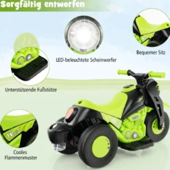 Kinder Motorrad mit Seifenblasenmaschine & Musik & LED Scheinwerfer Kindermotorrad Grün