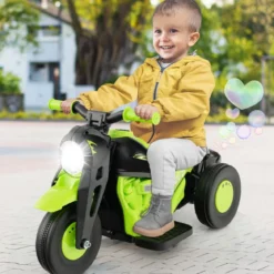 Kinder Motorrad mit Seifenblasenmaschine & Musik & LED Scheinwerfer Kindermotorrad Grün