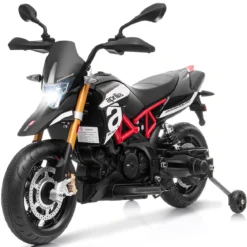 Kinder Motorrad mit Stützrädern Elektro-Motorrad mit LED-Lichter und Musik Schwarz