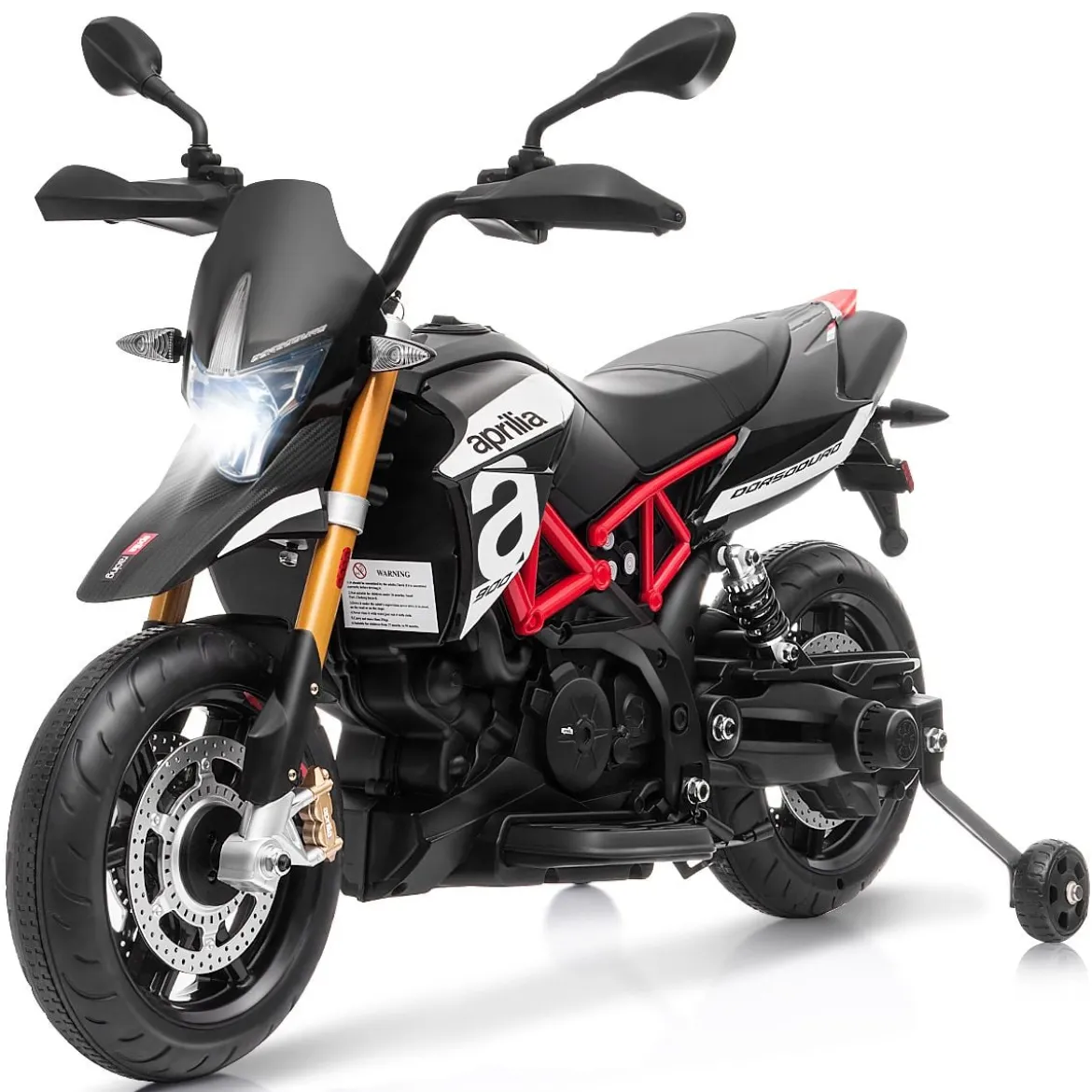 Kinder Motorrad mit Stützrädern Elektro-Motorrad mit LED-Lichter und Musik Schwarz