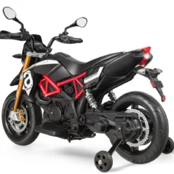Kinder Motorrad mit Stützrädern Elektro-Motorrad mit LED-Lichter und Musik Schwarz