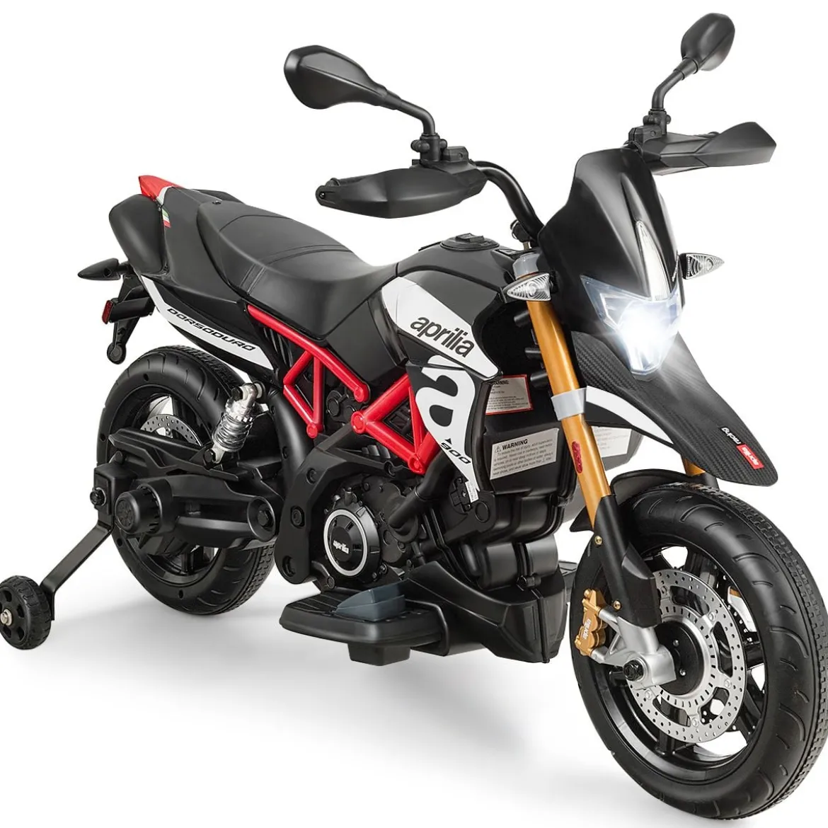 Kinder Motorrad mit Stützrädern Elektro-Motorrad mit LED-Lichter und Musik Schwarz