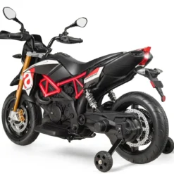 Kinder Motorrad mit Stützrädern Elektro-Motorrad mit LED-Lichter und Musik Kindermotorrad bis 25kg belastbar Rot