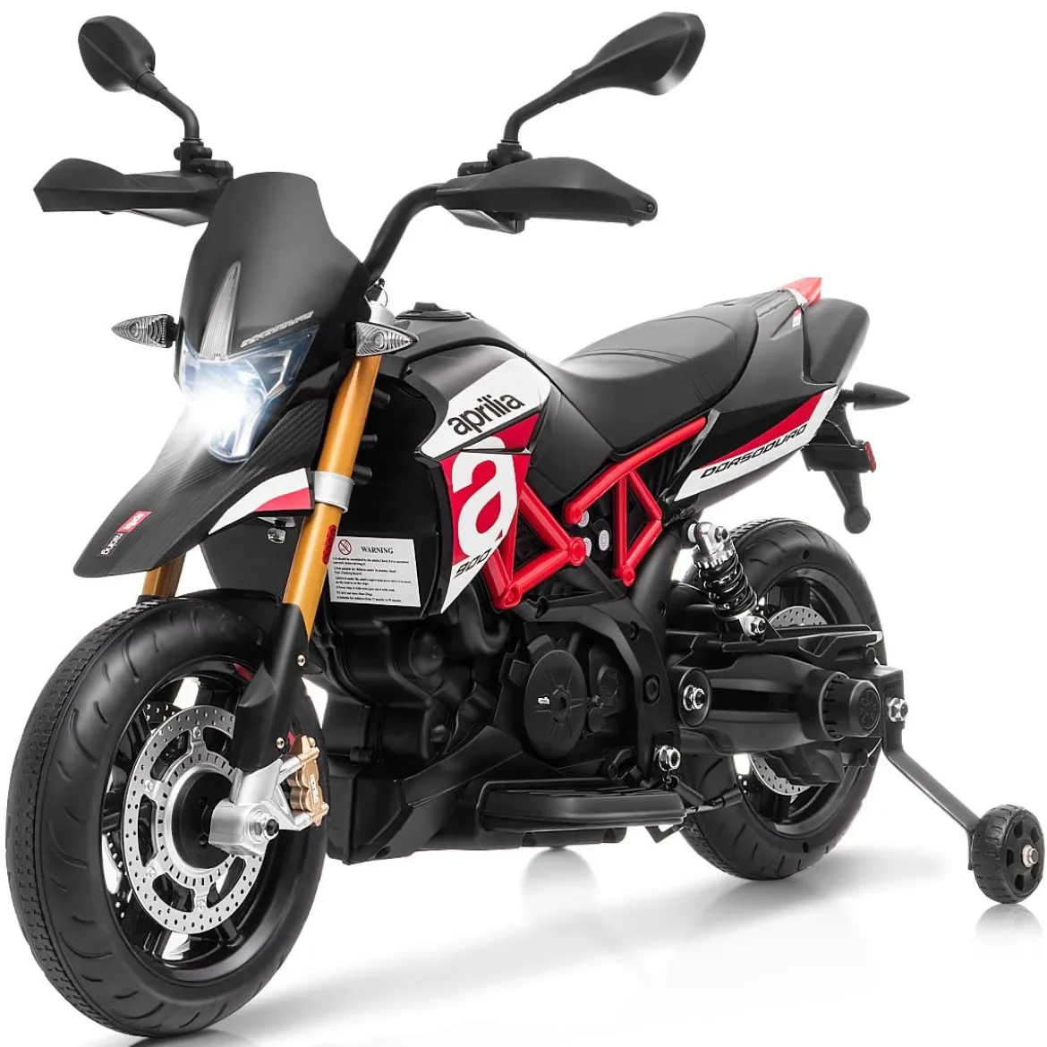 Kinder Motorrad mit Stützrädern Elektro-Motorrad mit LED-Lichter und Musik Kindermotorrad bis 25kg belastbar Rot