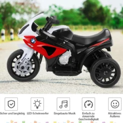 Kindermotorrad Motorrad mit Stützrädern 6 V Elektro Motorrad mit Musik 66 x 37 x 44,5 cm Rot