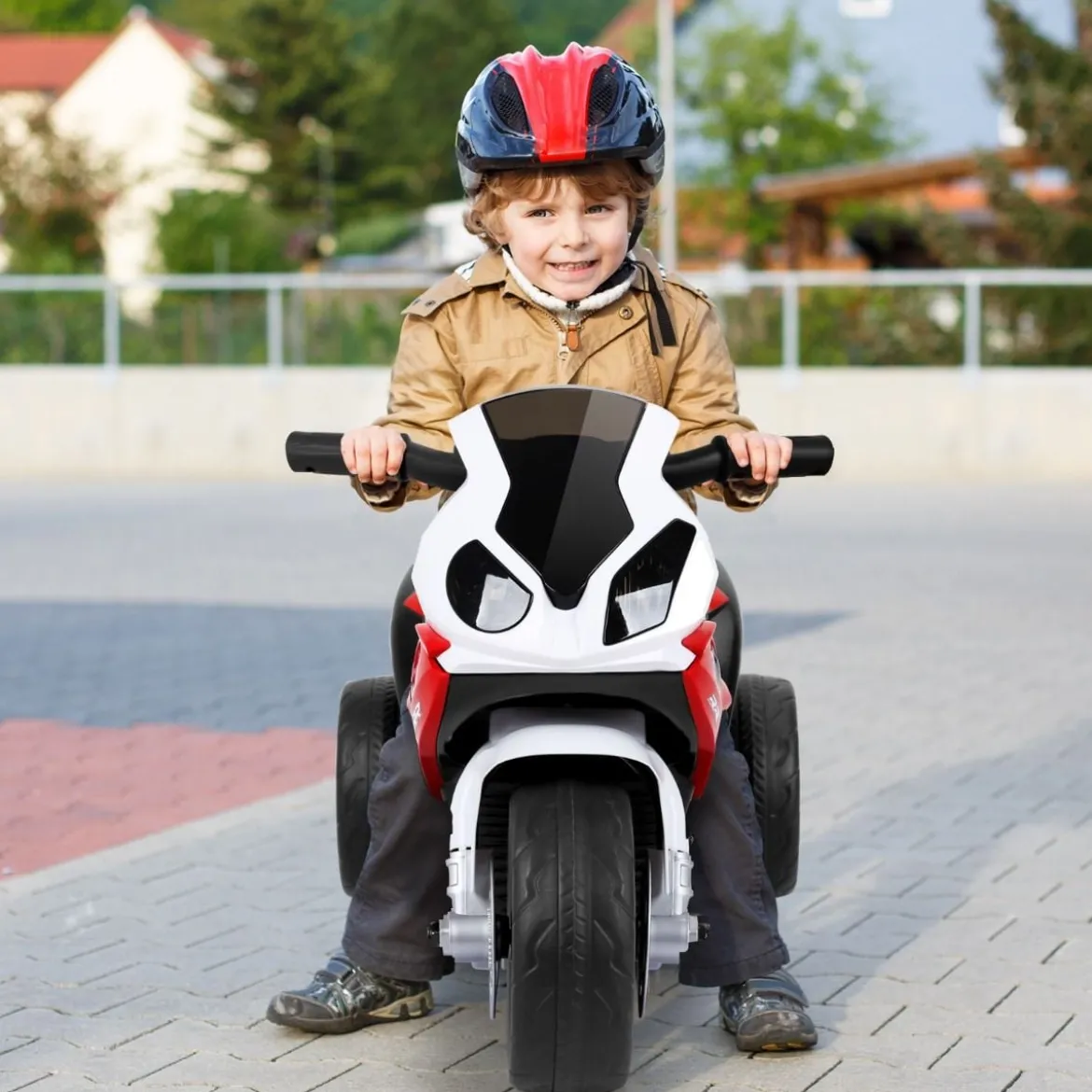 Kindermotorrad Motorrad mit Stützrädern 6 V Elektro Motorrad mit Musik 66 x 37 x 44,5 cm Rot