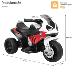 Kindermotorrad Motorrad mit Stützrädern 6 V Elektro Motorrad mit Musik 66 x 37 x 44,5 cm Rot