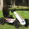Kinder Pedal Go Kart Aufsitzauto mit Verstellbarem Schalensitz Kinderfahrzeug für Kinder Gokart Weiß