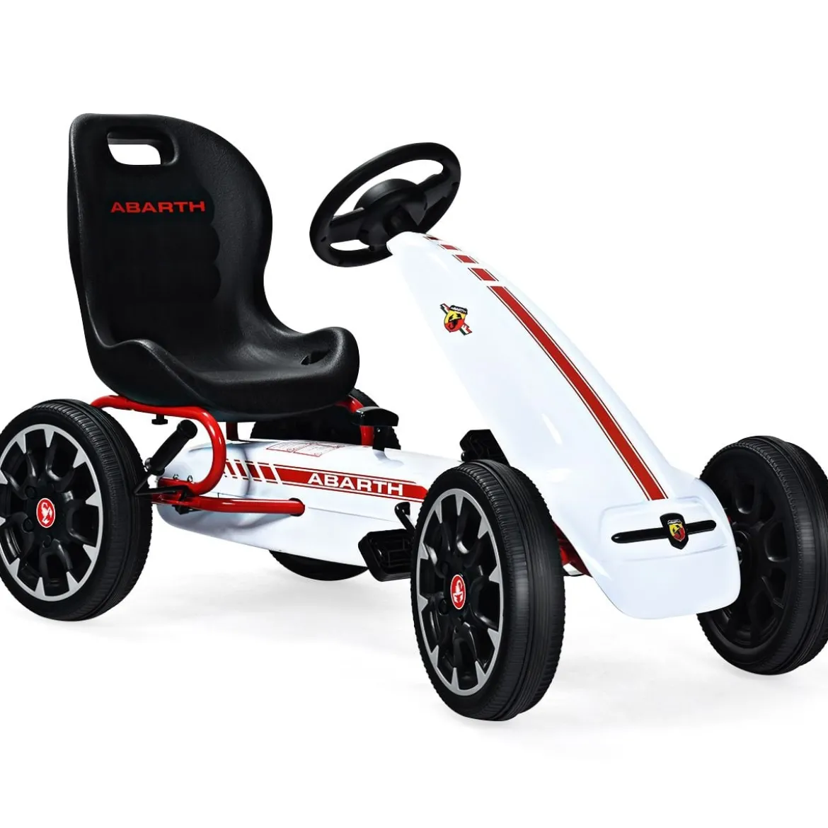 Kinder Pedal Go Kart Aufsitzauto mit Verstellbarem Schalensitz Kinderfahrzeug für Kinder Gokart Weiß