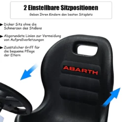 Kinder Pedal Go Kart Aufsitzauto mit Verstellbarem Schalensitz Kinderfahrzeug für Kinder Gokart Weiß