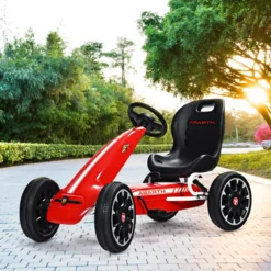 Kinder Pedal Go Kart Gokart mit verstellbarem Sitz Tretauto Pedal Gokart Tretfahrzeug Kinderfahrzeug für Kinder Rot