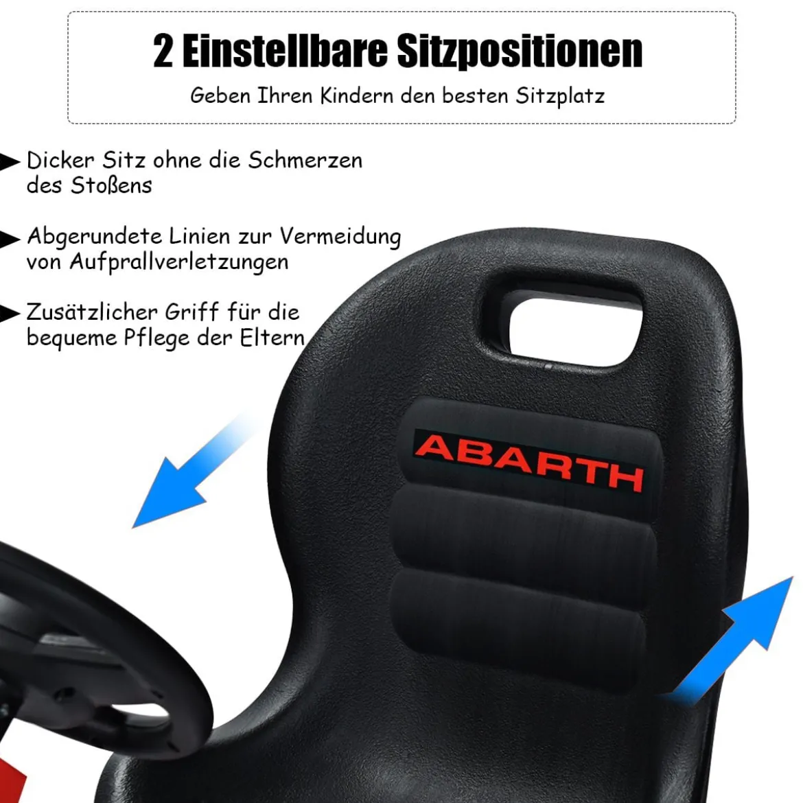 Kinder Pedal Go Kart Gokart mit verstellbarem Sitz Tretauto Pedal Gokart Tretfahrzeug Kinderfahrzeug für Kinder Rot