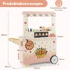 Kinder Pizza Food Truck Holz-Snackwagen zum Rollenspielen mit Ofen magnetische Tafel Rosa
