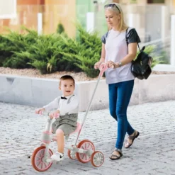 Kinderrad 4-in-1-Vorschulrad mit Eltern-Schiebegriff 37 x 72 x 101 cm Blau/Grün/Rosa