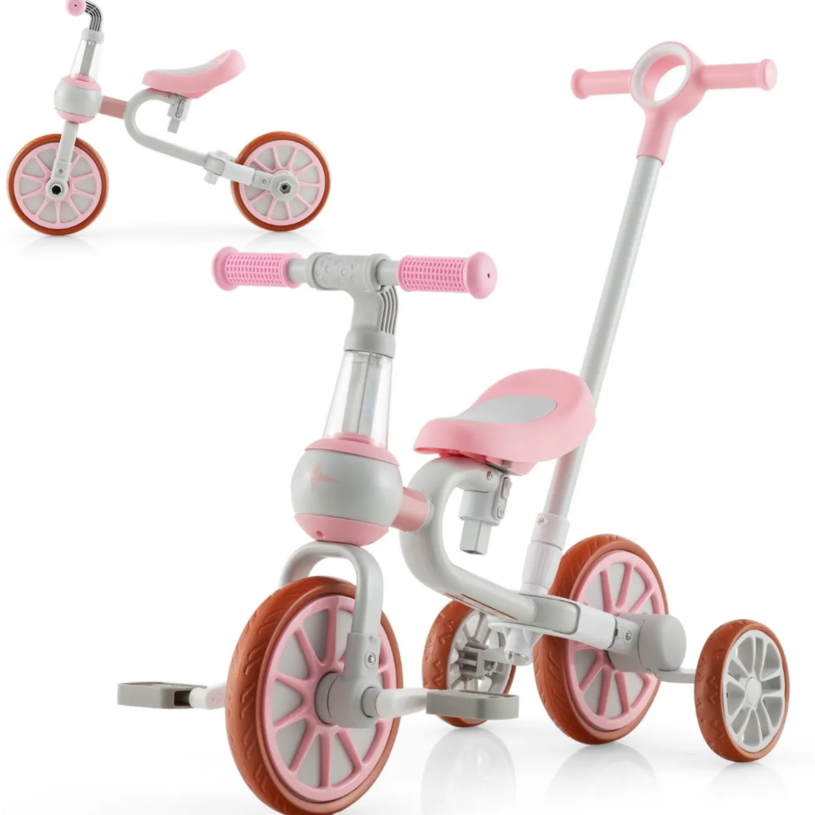 Kinderrad 4-in-1-Vorschulrad mit Eltern-Schiebegriff 37 x 72 x 101 cm Blau/Grün/Rosa