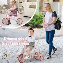 Kinderrad 4-in-1-Vorschulrad mit Eltern-Schiebegriff 37 x 72 x 101 cm Blau/Grün/Rosa