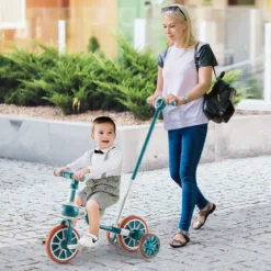 Kinderrad 4-in-1-Vorschulrad mit Eltern-Schiebegriff 37 x 72 x 101 cm Blau/Grün/Rosa