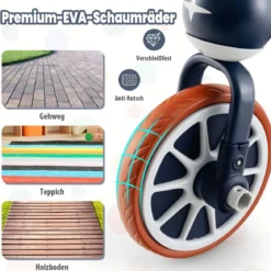 Kinderrad 4-in-1-Vorschulrad mit Eltern-Schiebegriff 37 x 72 x 101 cm Marine