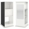 Kinderregal Holz 360° drehbares Eck-Regal mit Tafel Spiegel Haken & offenen Fächern Kinderbücherregal Holzregal Weiß