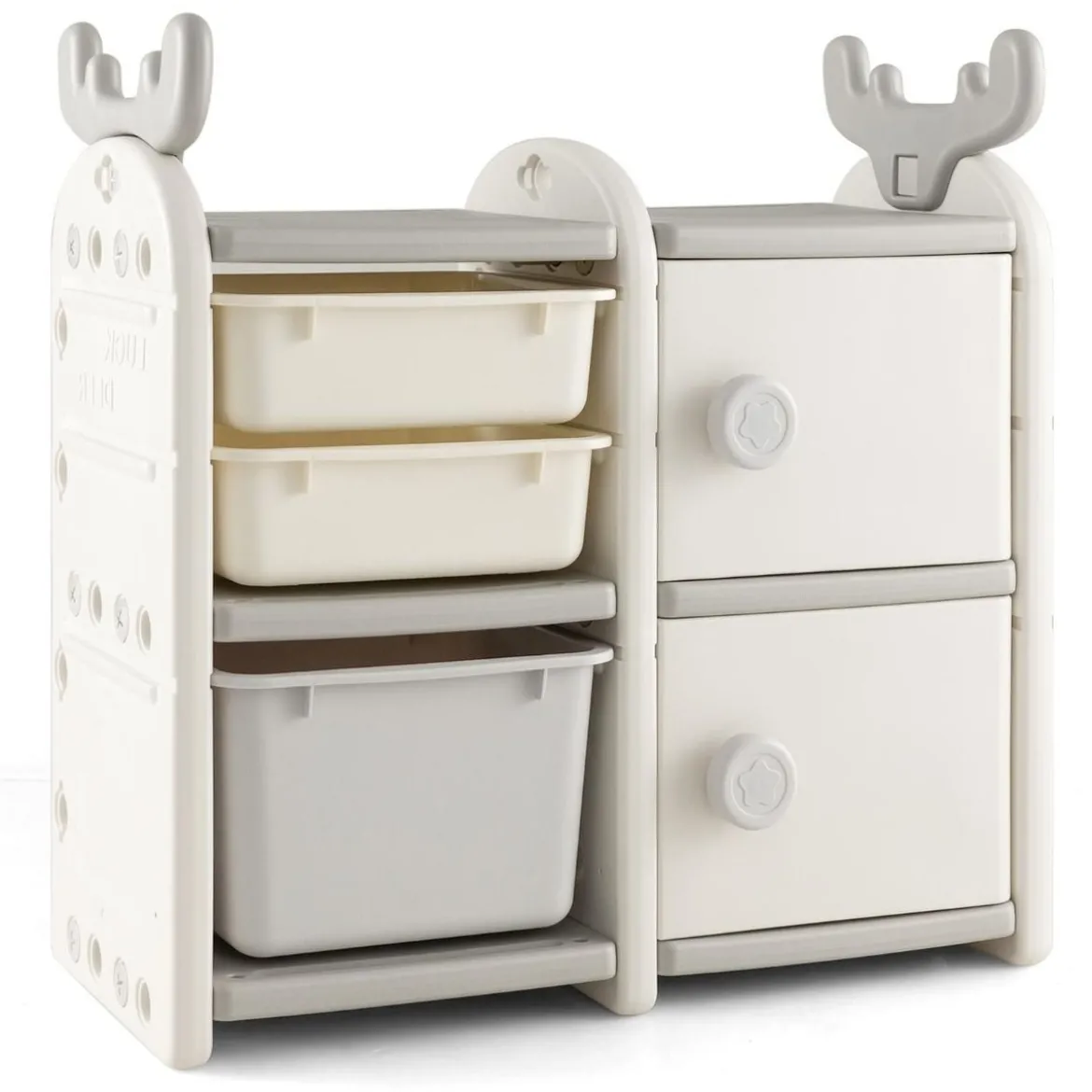 Kinderregal mit 4 Aufbewahrungsboxen & Bücherregal Spielzeugregal 78 x 32 x 78 cm