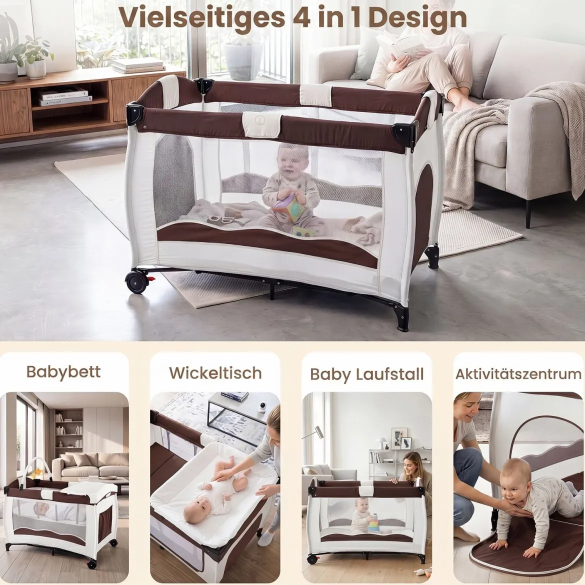 Kinderreisebett Babybett Wiege Inkl. Matratze und Zubehör