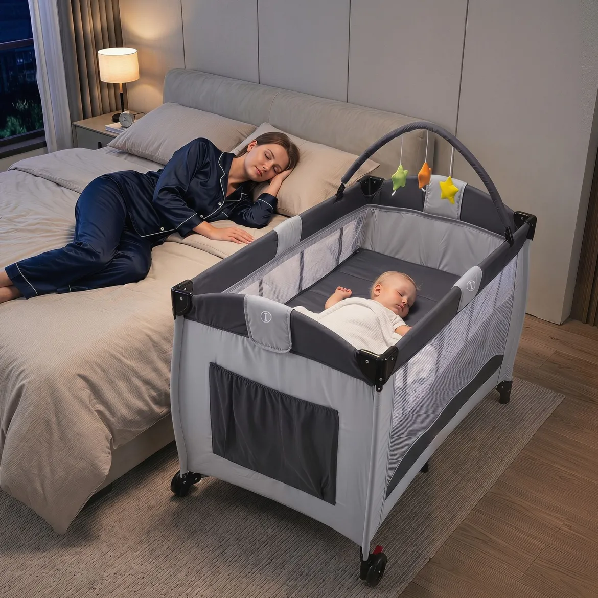 Kinderreisebett Babybett Wiege Inkl. Matratze und Zubehör