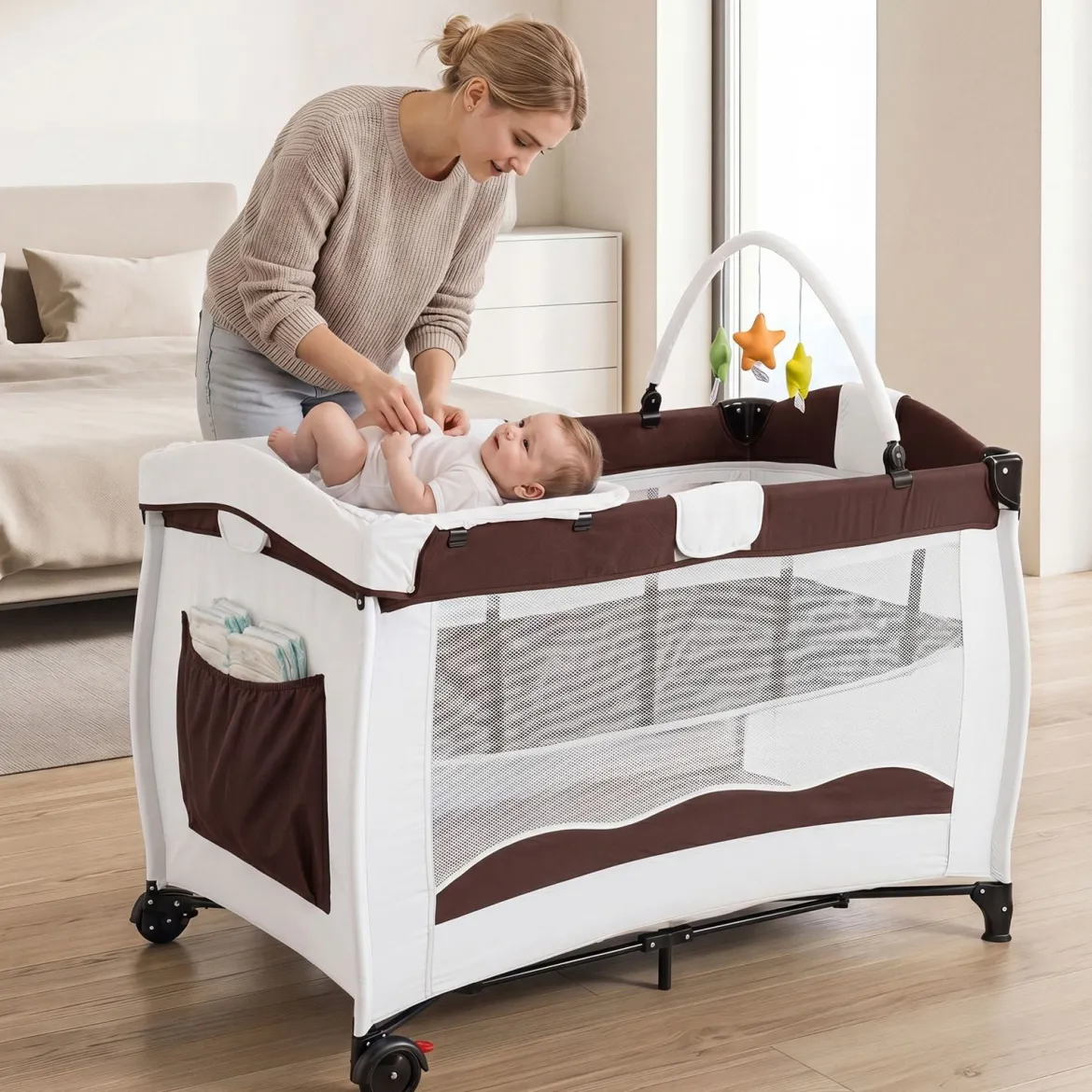 Kinderreisebett Babybett Wiege Inkl. Matratze und Zubehör