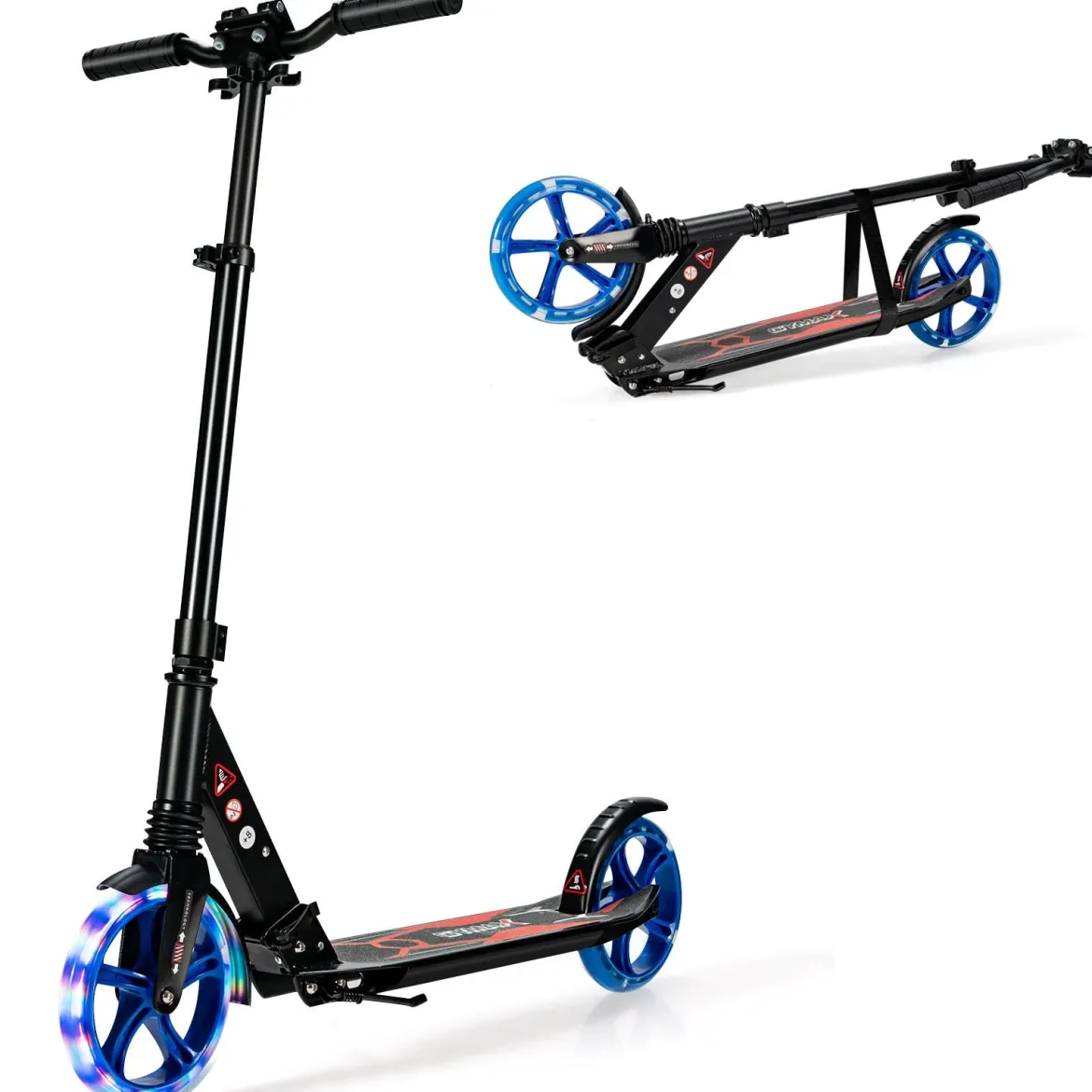 Kinder Roller klappbar mit Leuchten Scooter höhenverstellbar mit Tragegurt
