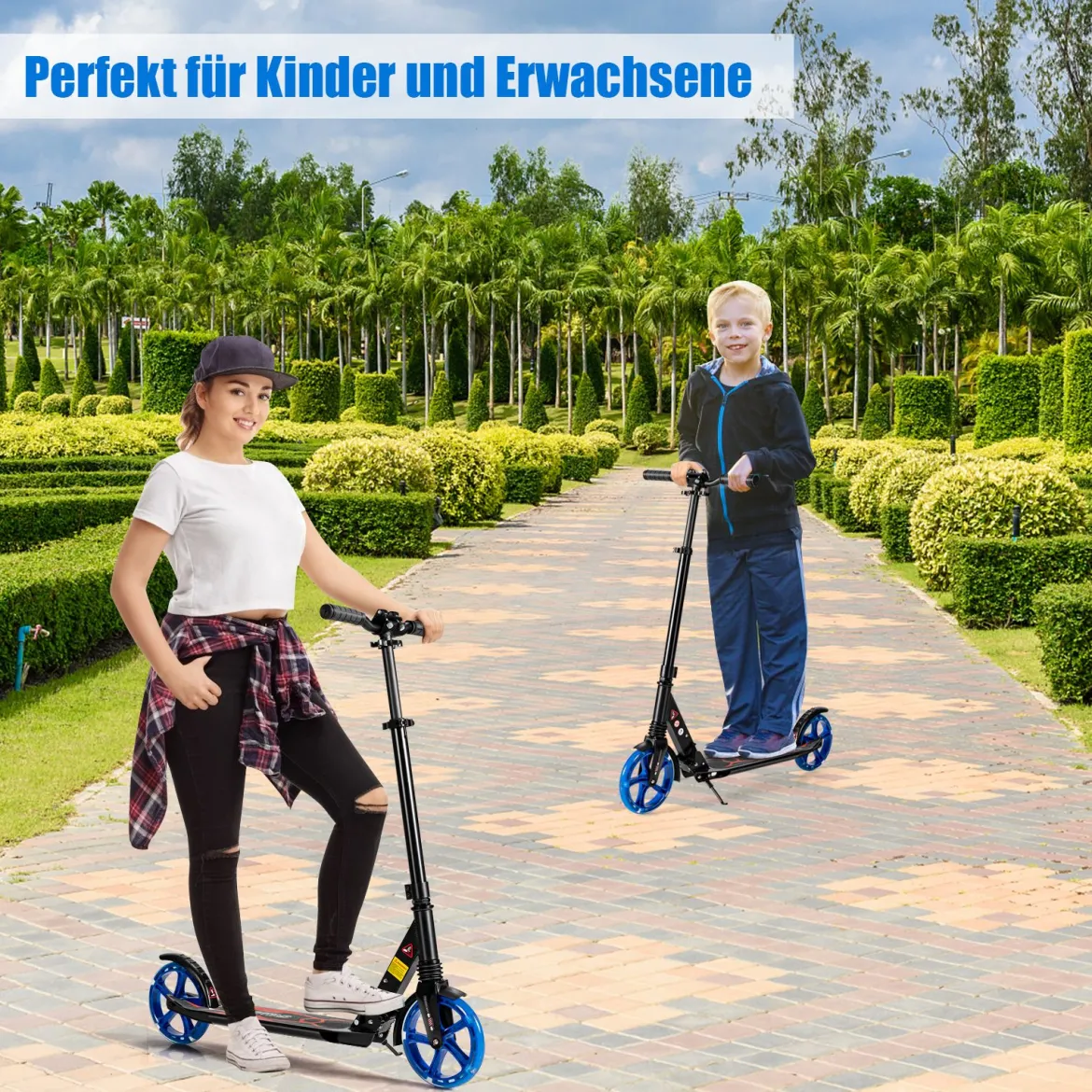 Kinder Roller klappbar mit Leuchten Scooter höhenverstellbar mit Tragegurt