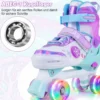 Kinder Rollschuhe 4 Größen Verstellbar Quad Skates mit Leuchtenden Rädern L (EU 37-41)