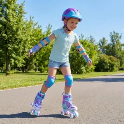 Kinder Rollschuhe 4 Größen Verstellbar Quad Skates mit Leuchtenden Rädern L (EU 37-41)