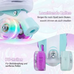 Kinder Rollschuhe 4 Größen Verstellbar Quad Skates mit Leuchtenden Rädern L (EU 37-41)