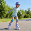 Kinder Rollschuhe 4 Größen Verstellbar Quad Skates mit Leuchtenden Rädern M (EU 32-36)