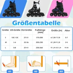 Kinder Rollschuhe 4 Größen Verstellbar Inline Roller Skates mit Leuchtenden Rädern S (EU 27-31)