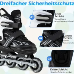 Kinder Rollschuhe 4 Größen Verstellbar Inline Roller Skates mit Leuchtenden Rädern S (EU 27-31)