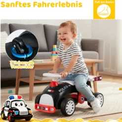 Kinder Rutschauto Fuß-zum-Boden Rutschfahrzeug mit Musik & Stauraum unter dem Sitz Kinderfahrzeug Polizei