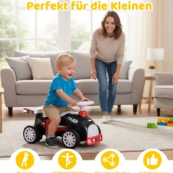 Kinder Rutschauto Fuß-zum-Boden Rutschfahrzeug mit Musik & Stauraum unter dem Sitz Kinderfahrzeug Polizei