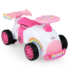 Kinder Rutschauto Fuß-zum-Boden Rutschfahrzeug mit Musik & Stauraum unter dem Sitz Kinderfahrzeug Einhornthema