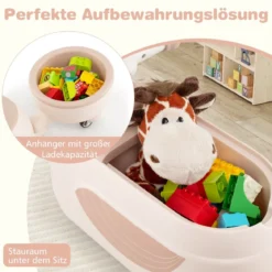 Kinder Rutschauto mit Anhänger & Licht & Stauraum unter dem Sitz Bodenrutscher Beige