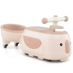 Kinder Rutschauto mit Anhänger & Licht & Stauraum unter dem Sitz Bodenrutscher Beige