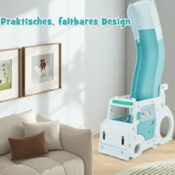 Kinder Rutsche 3 in 1 Kinderrutsche & Auto & Tunnel Lenkrad mit Hupe für Kinder ab 18 Monaten Blau