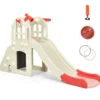 Kinderrutsche Kletterrutsche mit Basketballkorb Ball Ringwurf und Teleskop 189,5 x 83 x 98 cm Rosa