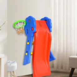 Kinderrutsche Rutschbahn Gartenrutsche für Indoor und Outdoor mit Basketballkorb 108 x 58 x 71,5 cm Bunt