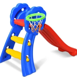 Kinderrutsche Rutschbahn Gartenrutsche für Indoor und Outdoor mit Basketballkorb 108 x 58 x 71,5 cm Bunt