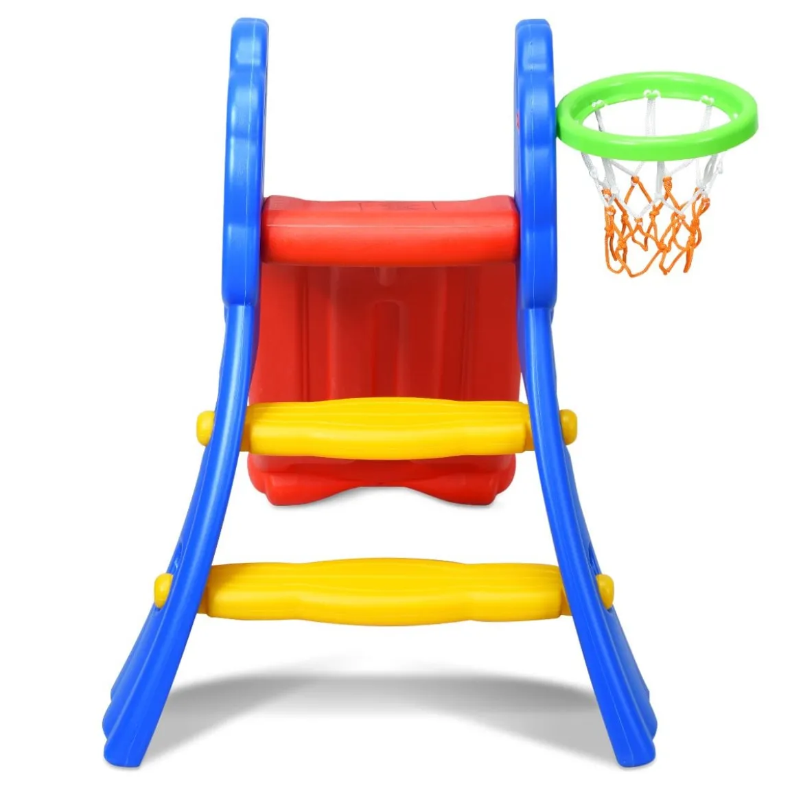 Kinderrutsche Rutschbahn Gartenrutsche für Indoor und Outdoor mit Basketballkorb 108 x 58 x 71,5 cm Bunt