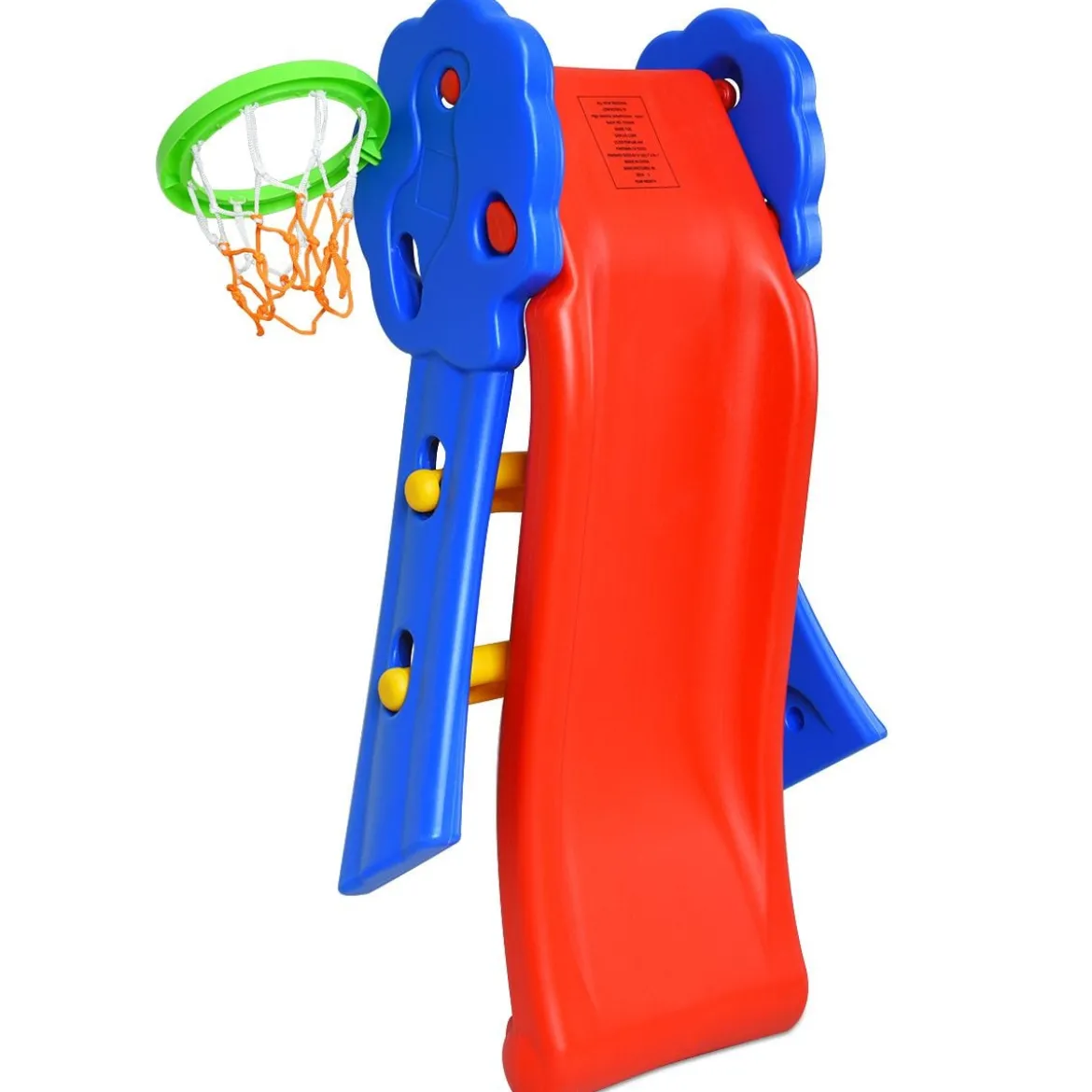 Kinderrutsche Rutschbahn Gartenrutsche für Indoor und Outdoor mit Basketballkorb 108 x 58 x 71,5 cm Bunt