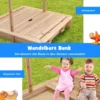 Kinder-Sandkasten Überdachter Sandkasten aus Holz mit 2 Umwandelbaren Sitzbänken